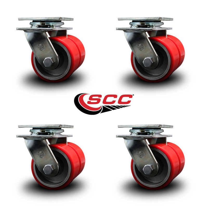 Ensemble de roulettes pivotantes doubles en poly sur roulettes 4 pouces avec roulettes