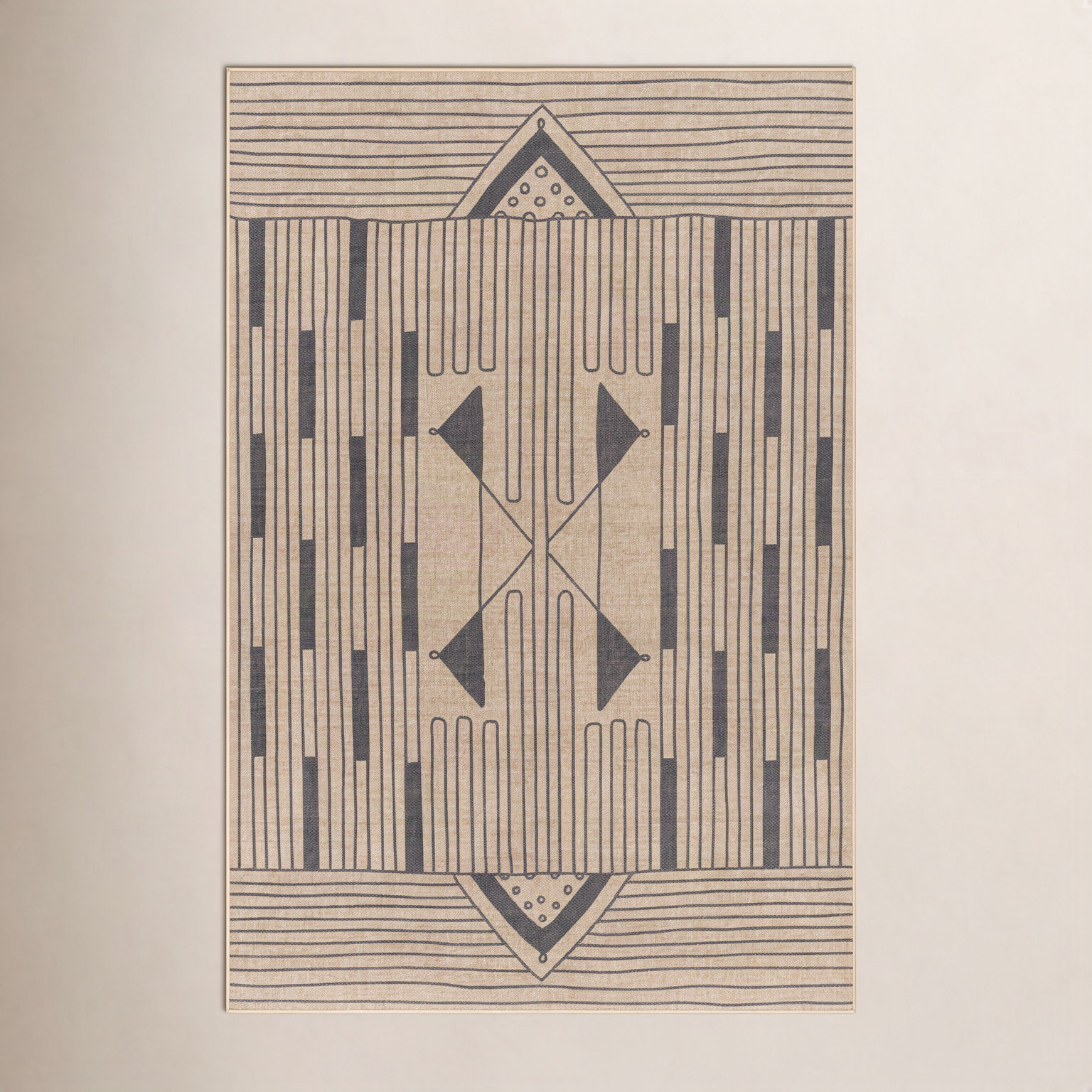 Glenda Abstract Tan Rug, Rectangle 6' x 9'