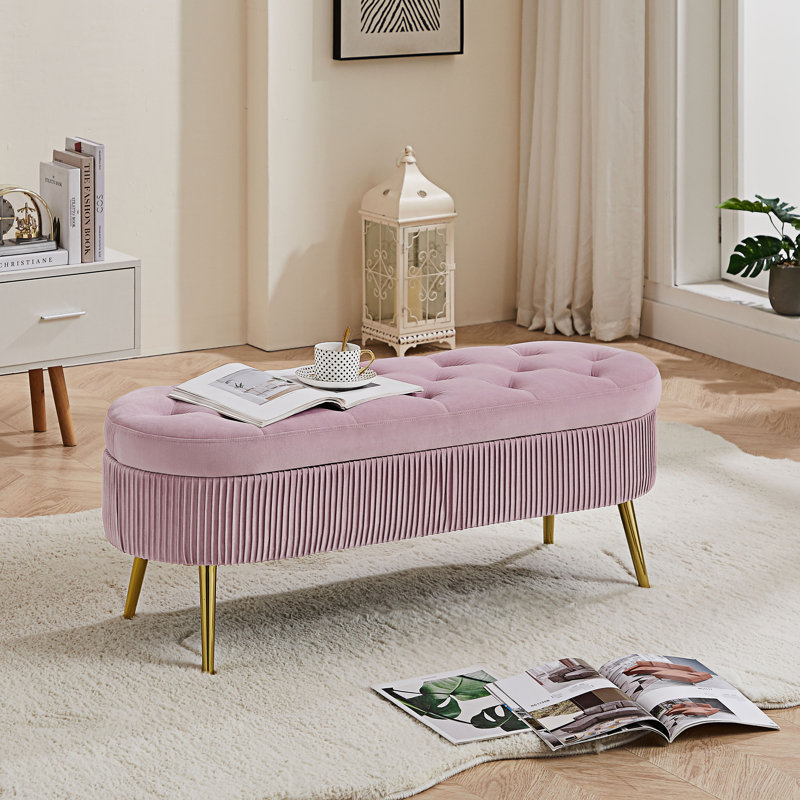 Banc de rangement rembourré Essance, Rose