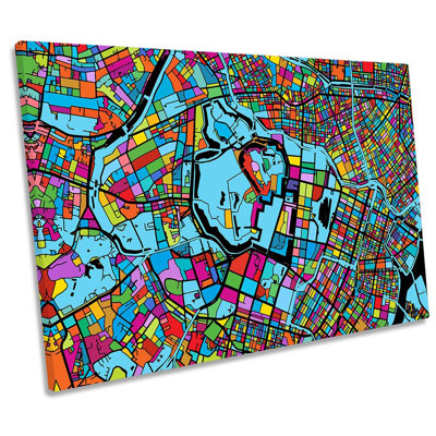 Tokoyo City Modern Map - Wrapped Canvas Print