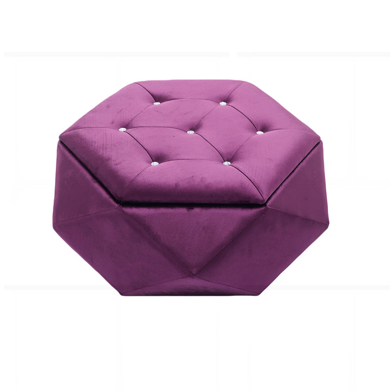 Repose-pieds en velours de rangement élégant, Mauve