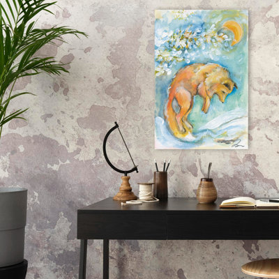 Moonlight Mischief - Contemporary Fox Wildlife Jumping Fox Art