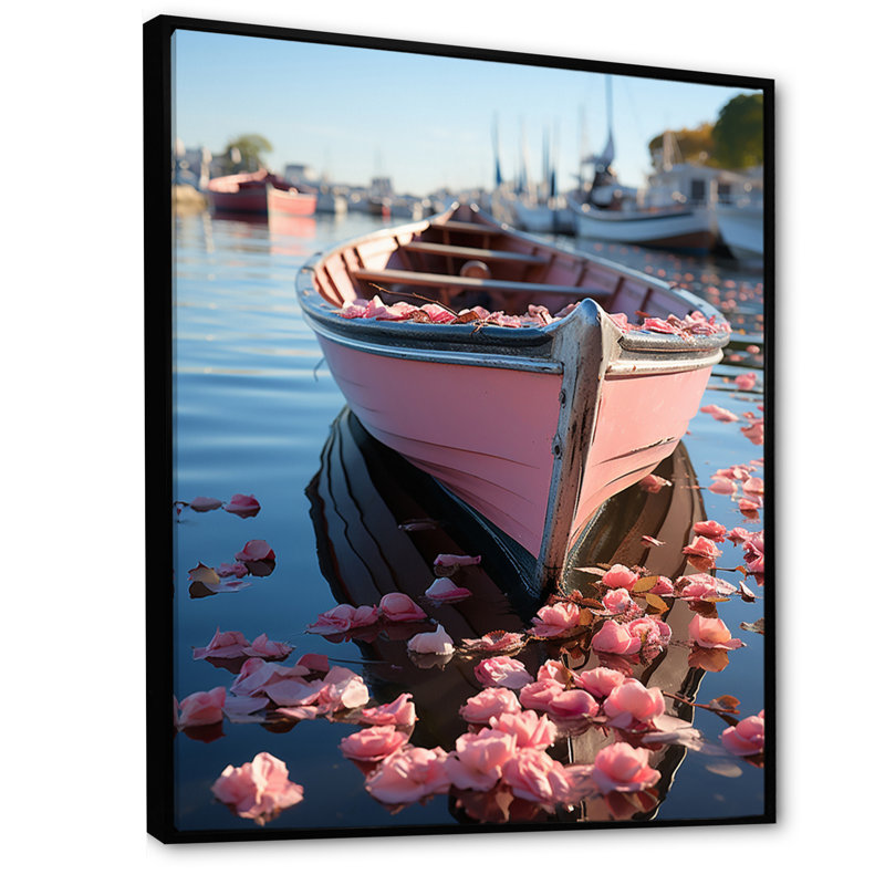 «Port Docked Memories - Nautical & Beach», reproduction d'art sur toile, H 40 po x l 30 po x P 1,5 po, Cadre flottant noir