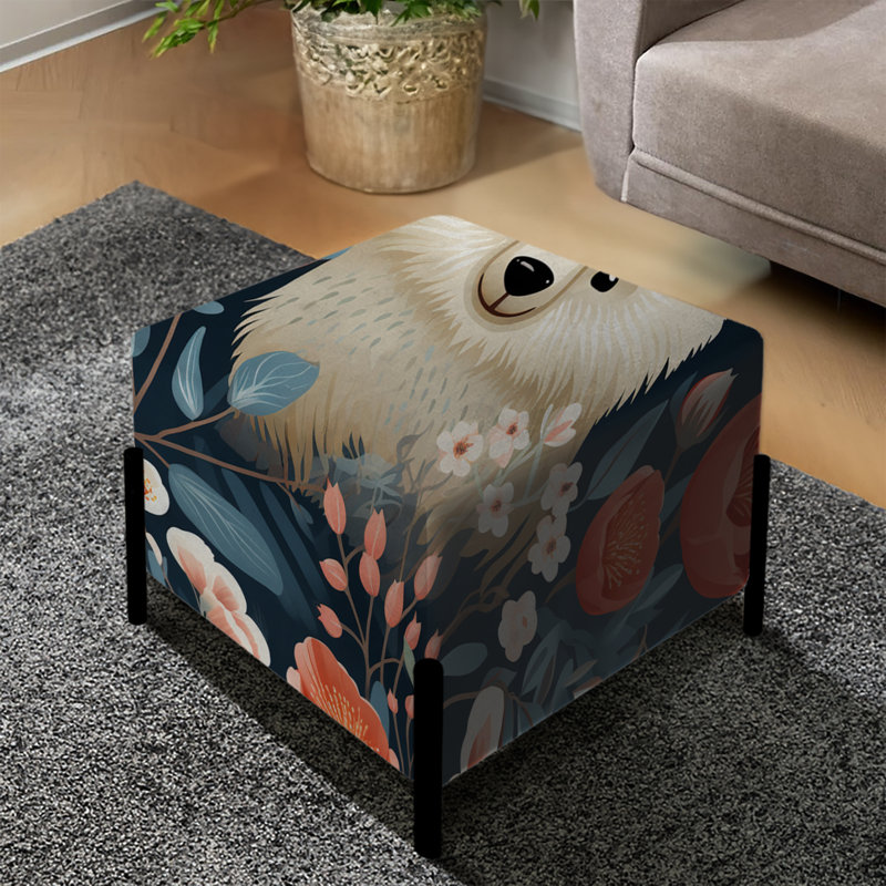 Rose Cut Bear Patterns - Animal Print Square Ottoman