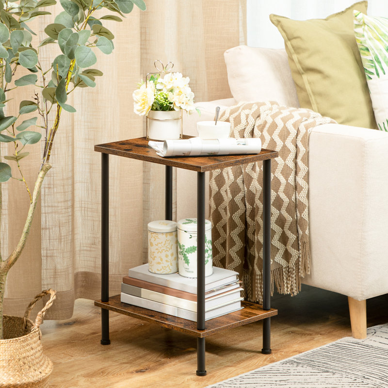 Petrillo 19.7" Small Tall End Table, Rustic Brown