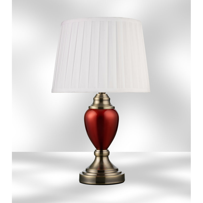 Southall Metal Table Lamp, Red Base/Ivory Shade