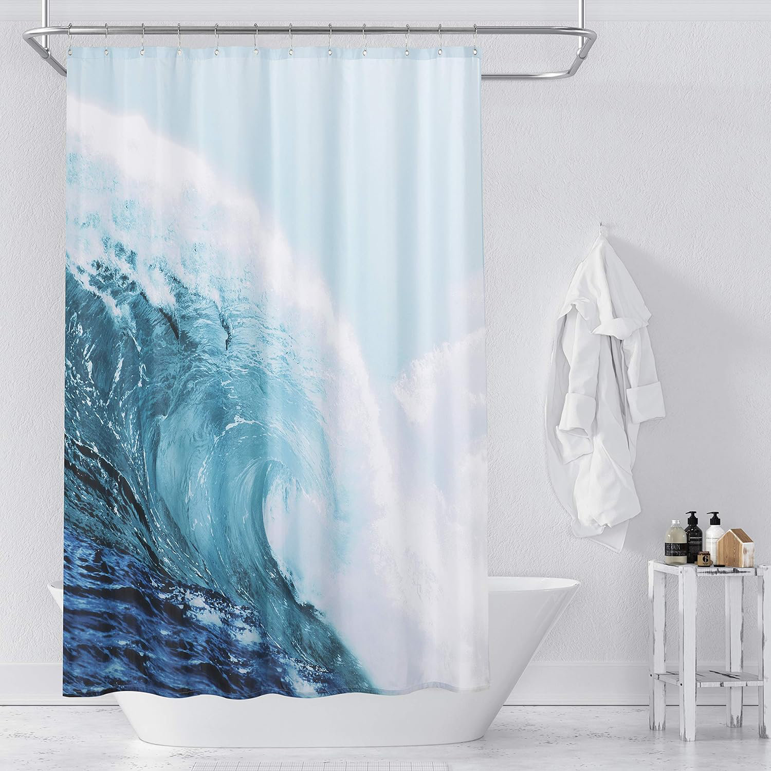 Rosecliff Heights Ocean Theme Shower Curtain, Huge Wave In Summer