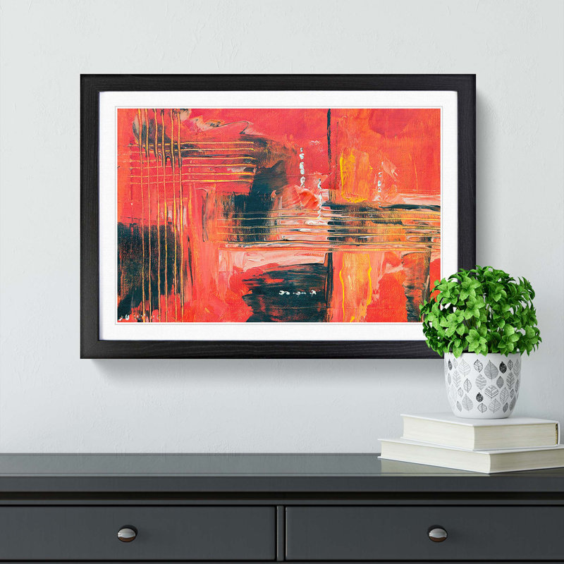 Abstract Art Painting Vol.259 by S.Johnson - Picture Frame Painting Print, Black Framed, 36cm H x 48cm W x 2cm D