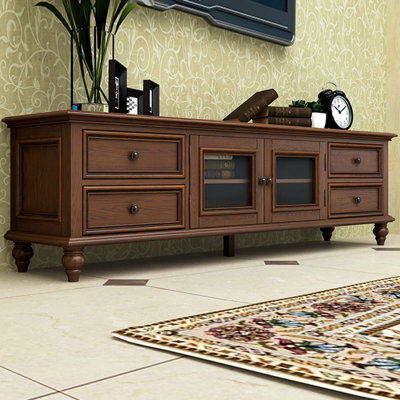 Modern Nut-Brown Solid Wood TV Stands