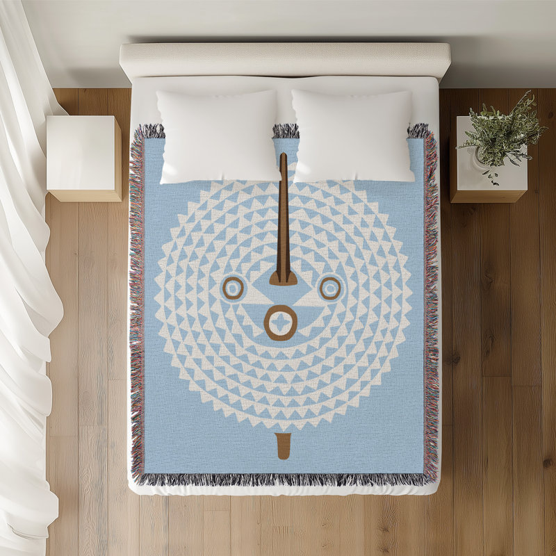 Couverture 100% coton Mossi, L 70 po x l 50 po, Bleu ciel