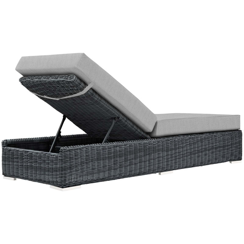 Summon Outdoor Patio Sunbrella Chaise Lounge, Gray