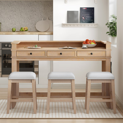 Retro Kitchen Table and Chairs Set with 3 Storage Drawers