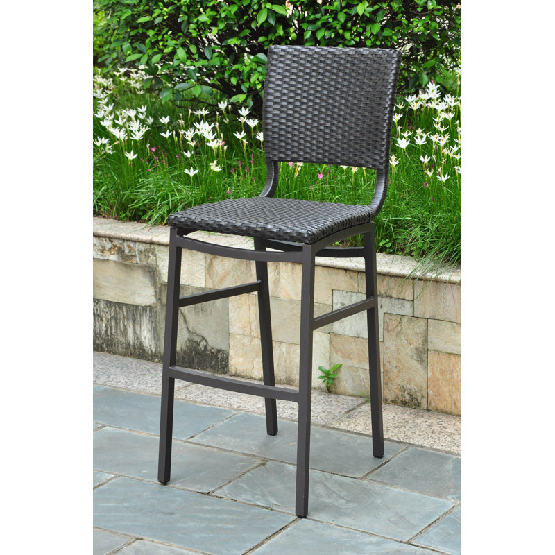 Brade PVC Wicker Outdoor Stool, Black Antique