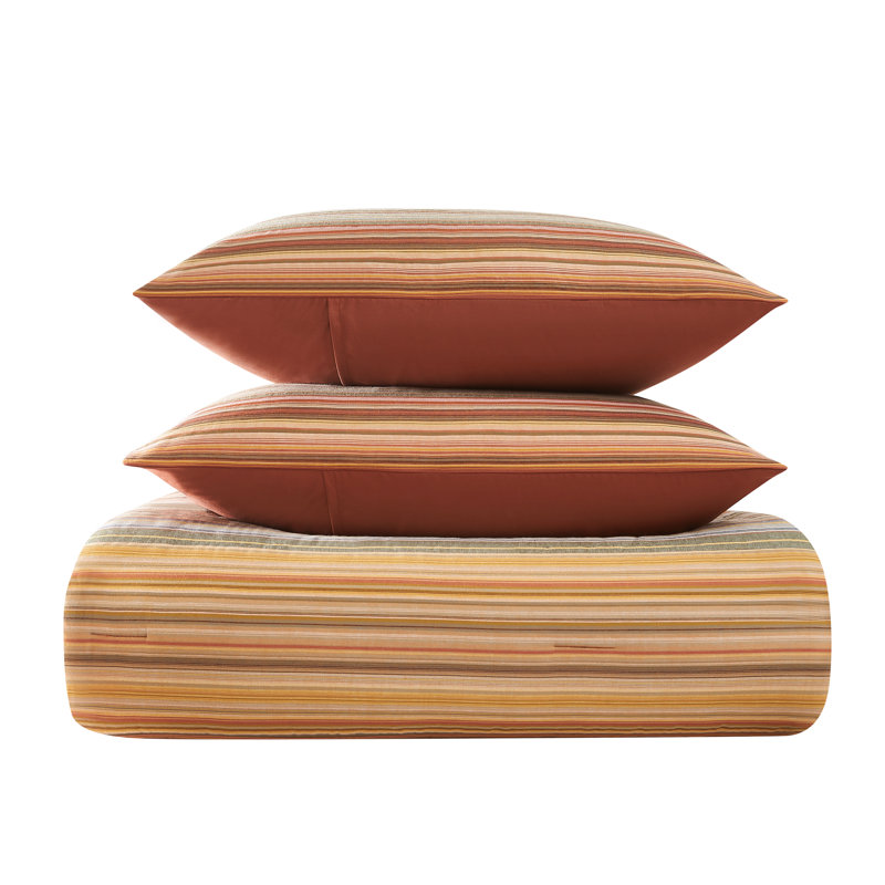 Brooklyn Loom Sunset Stripe Yarn Dye, Queen Comforter + 2 Queen Shams