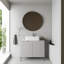 Meuble-lavabo autoportant de 30 po avec lavabo, comprenant une armoire de rangement pour la salle de bain avec 2 portes, un lavabo en céramique blanche et un comptoir blanc Carrara-109178707-109178706