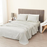 Ensemble de draps 4 pièces en microfibre à rayures grand format | Draps et taies d'oreiller ultra-doux et brossés | Draps infroissables, confortables et toutes saisons