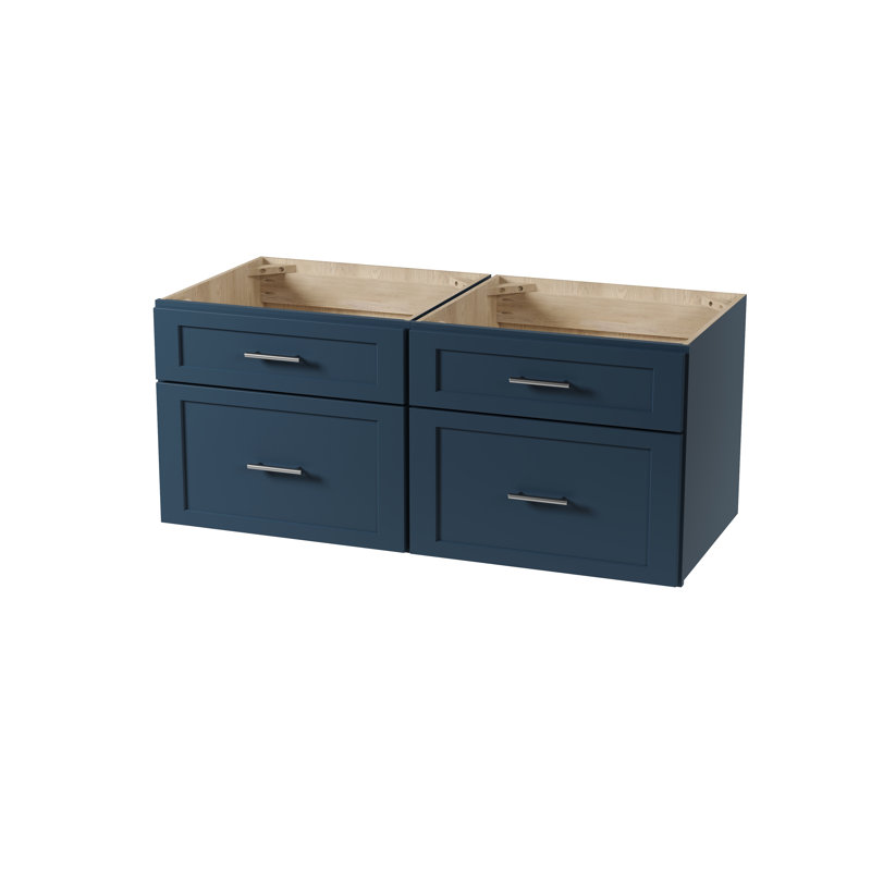 Ensemble de meuble-lavabo mural flottant double 48 po Disar, Bleu