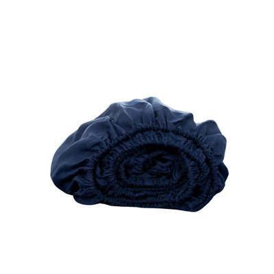 Drap-housse en lin bleu marine