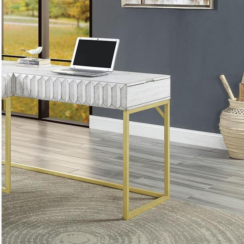 Sleek & Chic Modern Computer Desk, Antique White