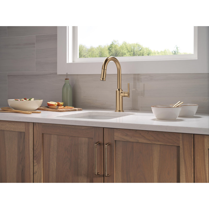 Single Handle Pull-Down Bar/Prep Faucet, Lumicoat Champagne Bronze
