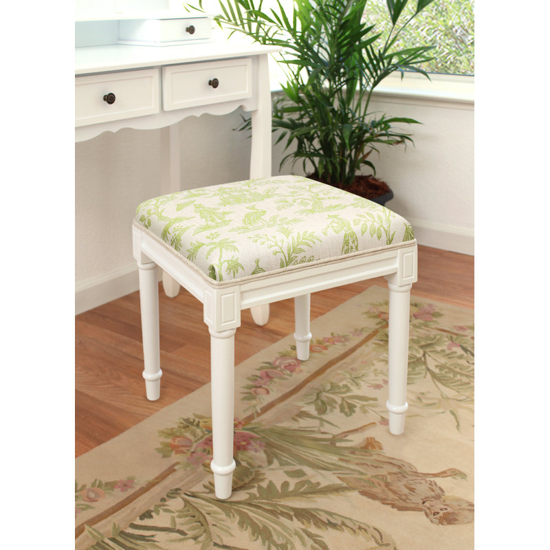 Tabouret de coiffeuse en lin gris Camiah, Blanc cassé, Vert chartreuse