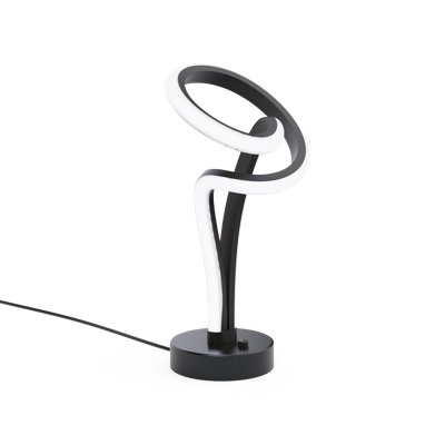 Modern Elegance 12W LED Table Lamp 11" - 3000K Soft White - Loop Design in Matte Black and Rose Gold