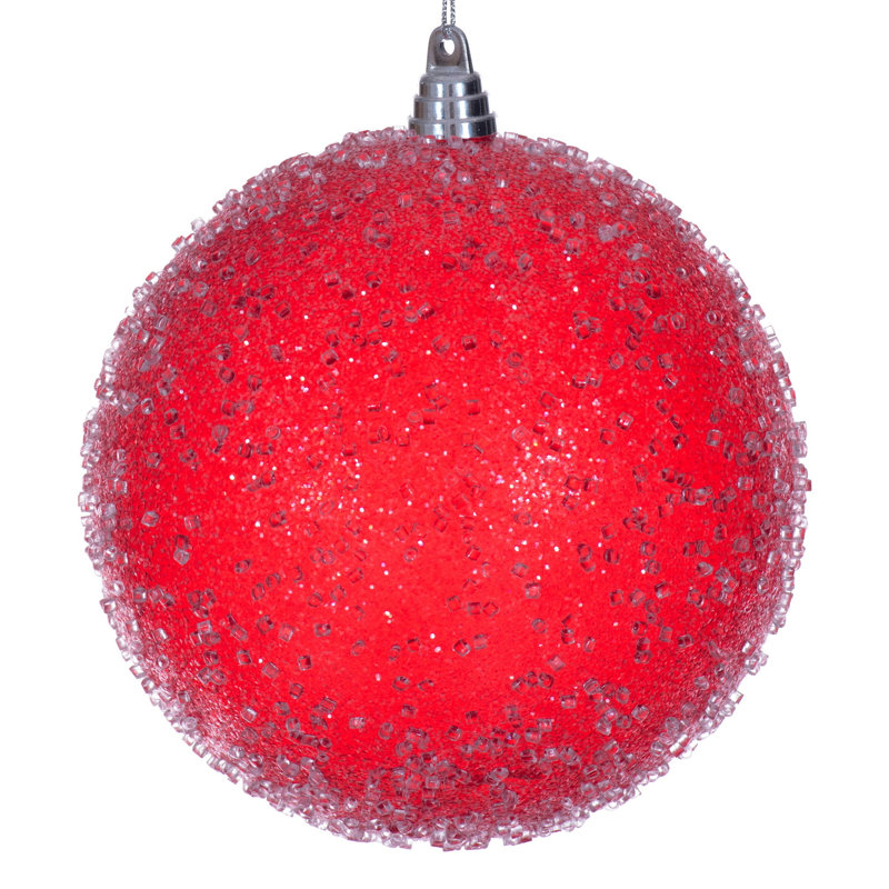  Boule à sucre 4,75 "bleu glacé. Comprend 3 ornements par sac., 4.75", Rouge