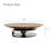 39.37" Round Coffee Table - Carbon Steel Frame with Natural Wood Veneer Top, Modern Curved Accent Table for Living Room