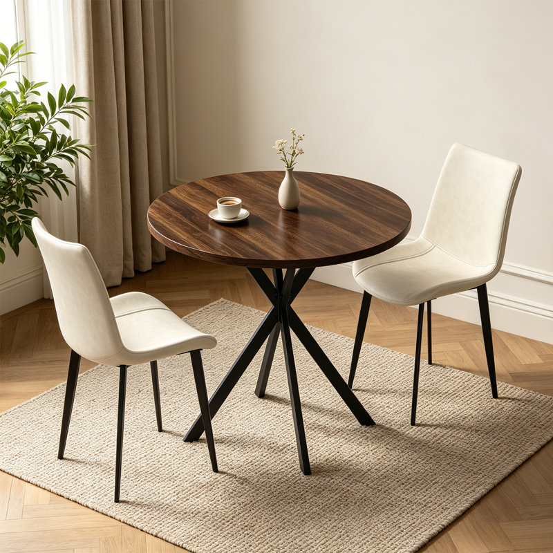 Ensemble de table de salle à manger 31,6 po, 3 petites tables de cuisine et chaises pour 2 personnes, peu encombrantes, Beige