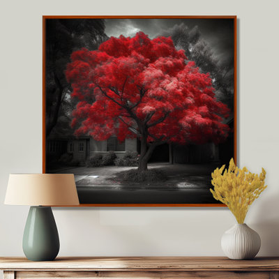 Red Tree Blossom Haven II Framed On Canvas Print