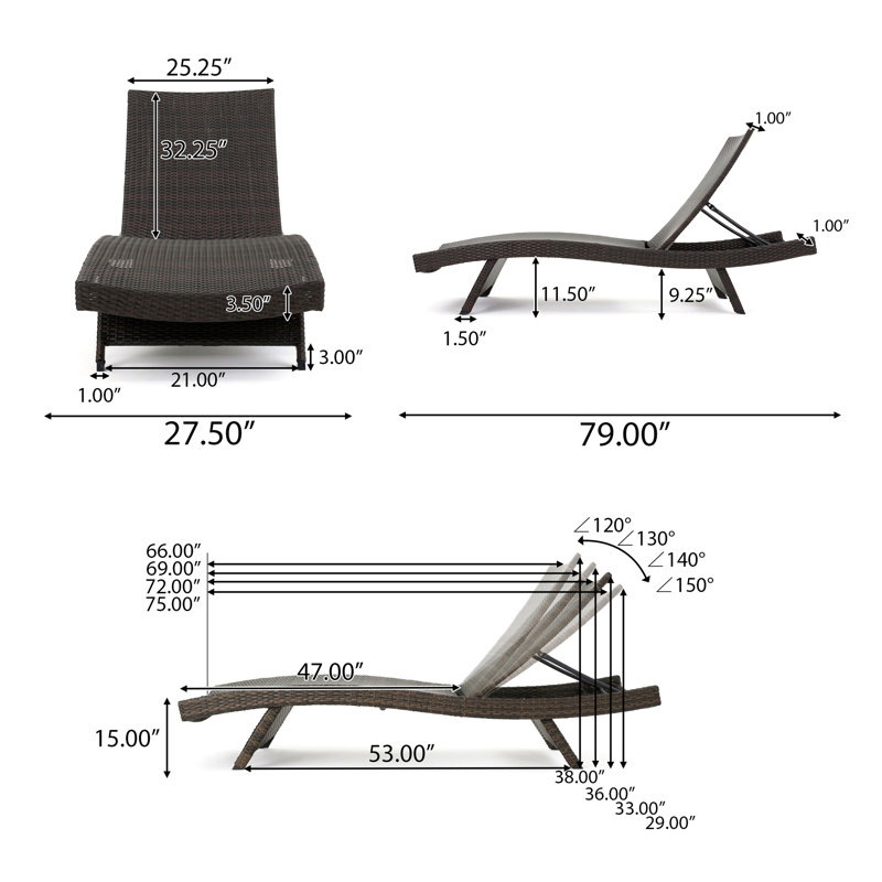 Chaise longue en osier Salem, Brun