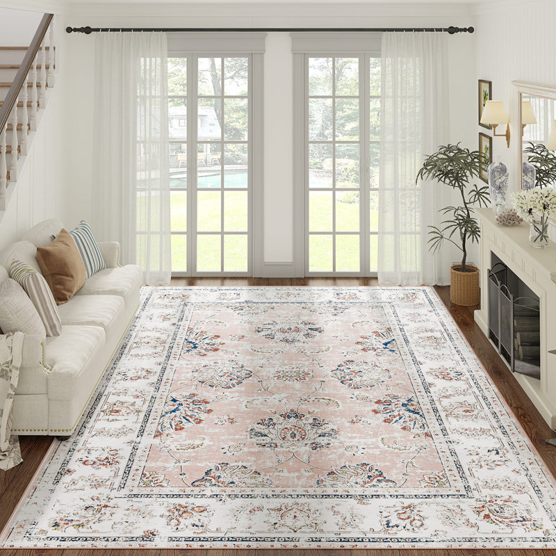 Rgfairy Chenille Mashine Washable Oriental Indoor Arae Rug with Non-Slip Backing for Bedroom Living Room , Rectangle 9' x 12'