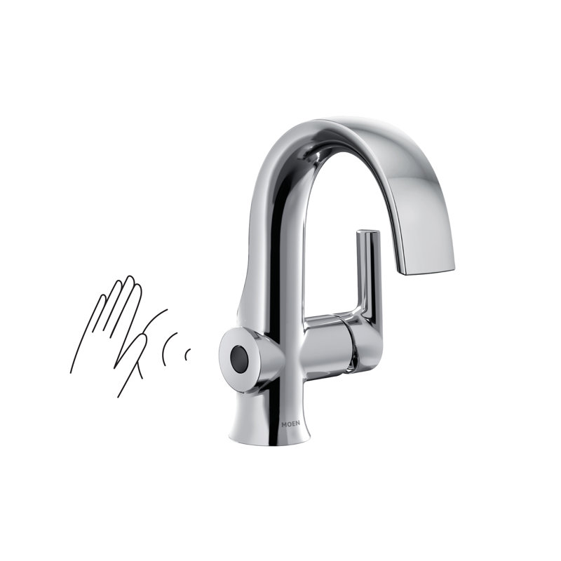 Moen Doux Motionsense Wave Touchless Single Handle Bathroom Sink Faucet with Drain Assembly, Chrome