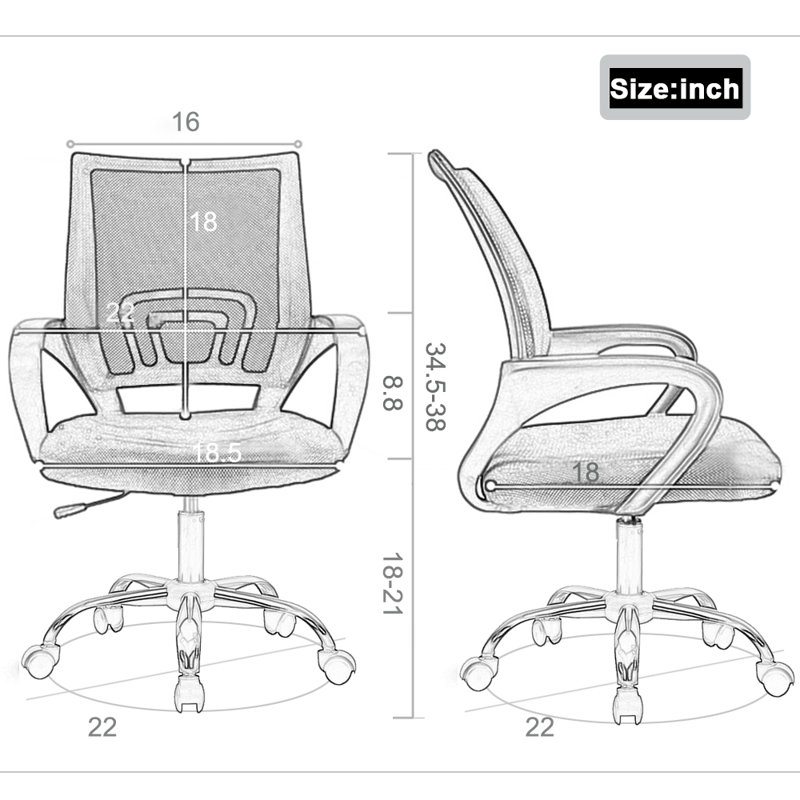 Chaise de bureau Fauteuil de bureau ergonomique en maille à hauteur réglable, Rose