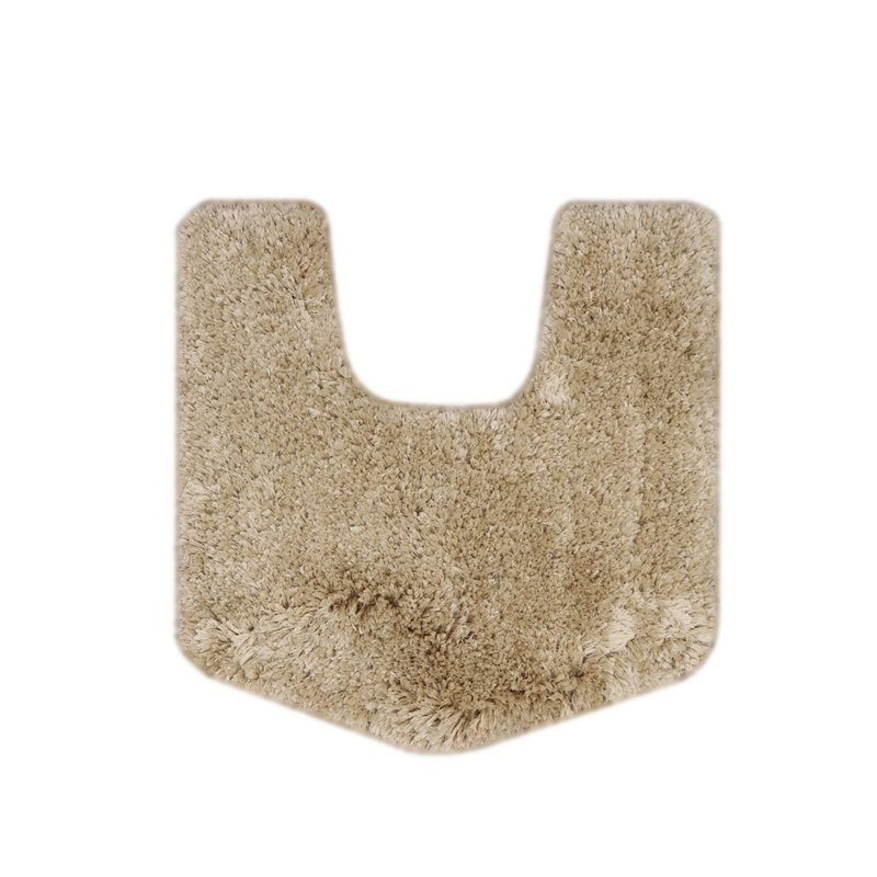 Luxury Toilet Rugs U-Shaped 20x20, Extra Soft and Absorbent Microfiber Bathroom Rugs, Non-Slip Plush Shaggy Bath Mat, Machine Wash Dry, Contour Bathroom Mats for Toilet Base, Linen