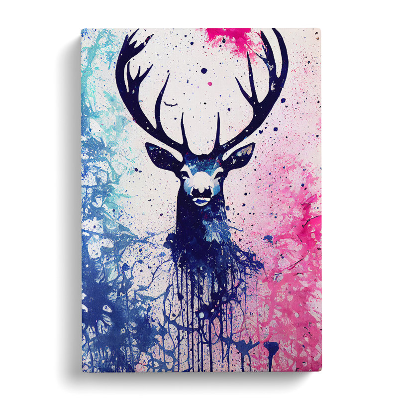XC1022-4172X Stag Painted No.5 1 Piece Wrapped Canvas Wall Art, 50cm H x 35cm W x 3cm D
