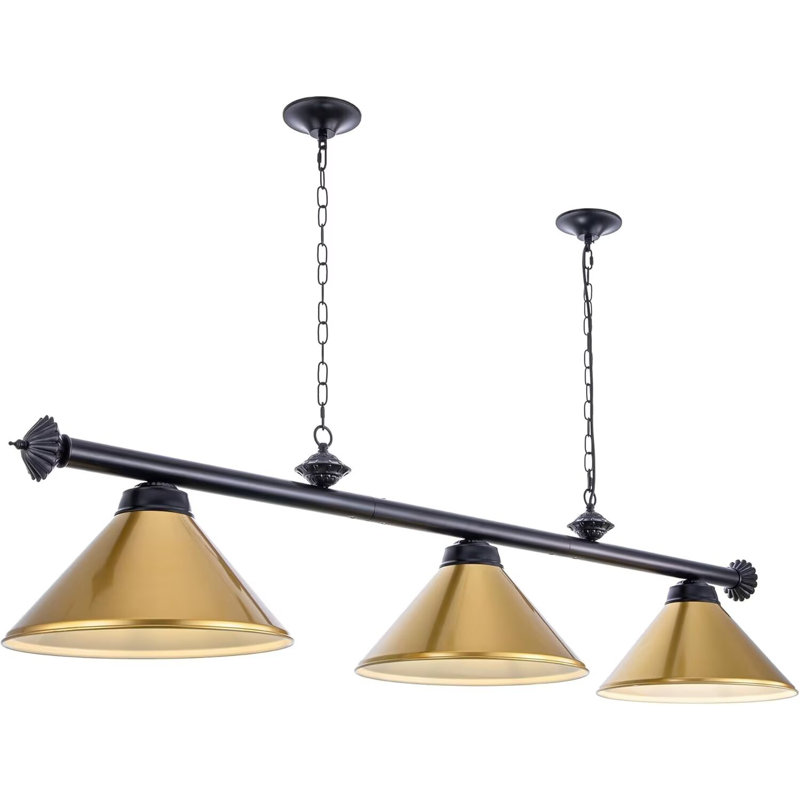 Eckelman 3 - Light Black Pool Table Lights Pendant, Gold