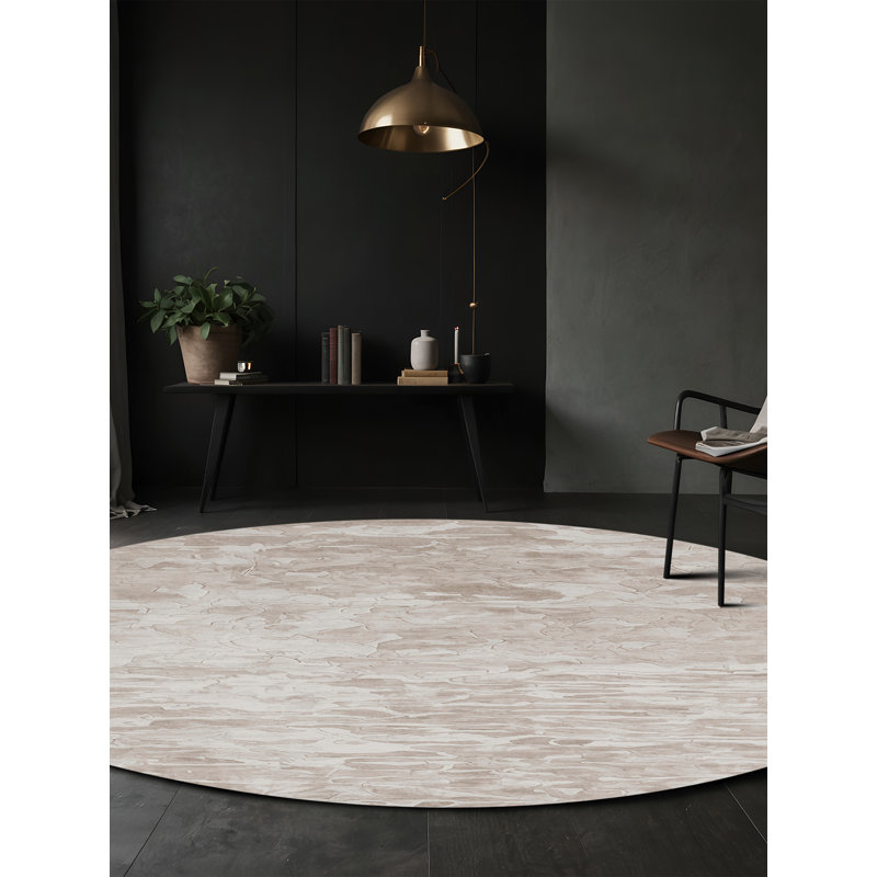 Machine Washable Gray Area Rug, Round 5'