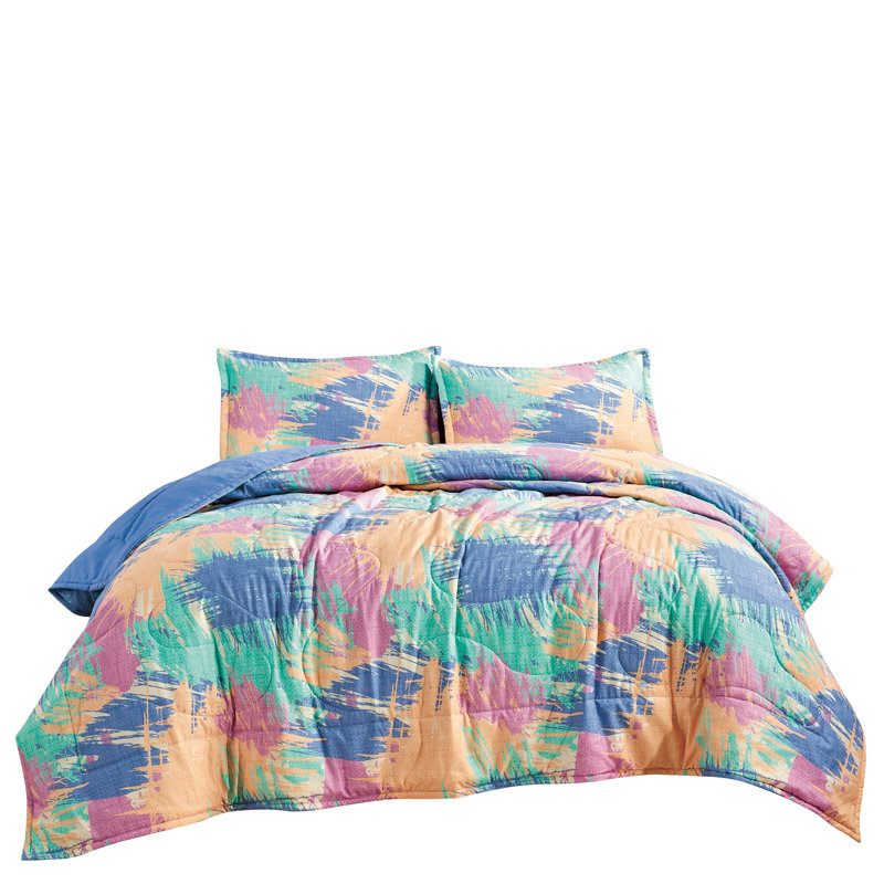 Vibrant Multicolor King Microfiber Bedspread Set with Pillow Shams