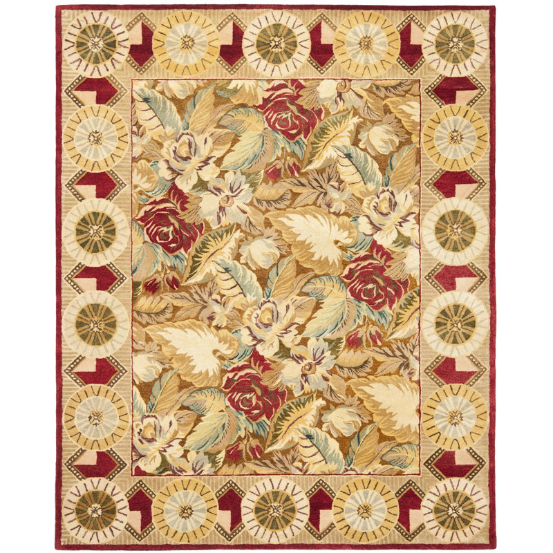Tapis floral en laine touffeté à la main Molter Bergama, Rectangle 6 pi x 9 pi
