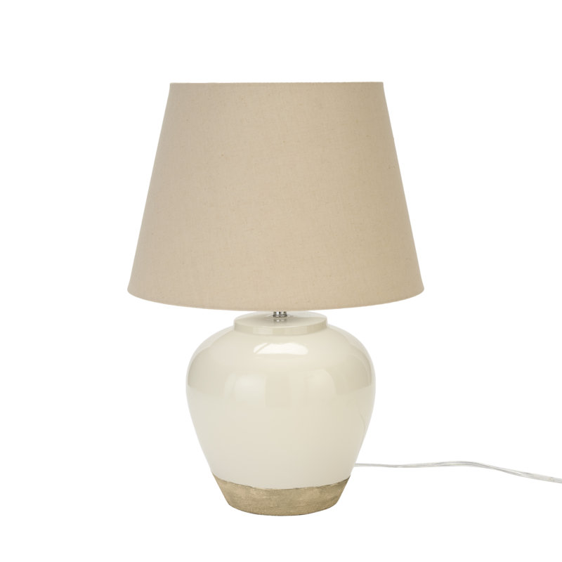Lampe de table en céramique Leisha, Beige, Blanc / Brun clair