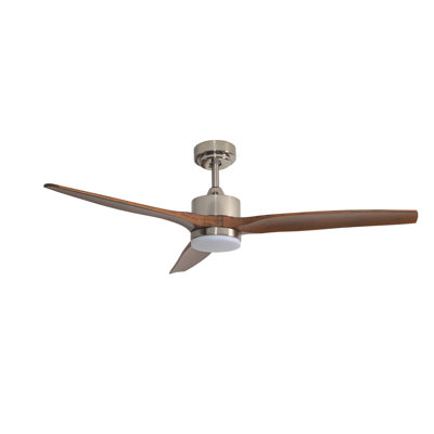 Ventilateur de plafond intelligent 52 po avec lumière, 3 pales, moteur à courant continu durable à 9 vitesses, ensemble de 3 lumières à DEL et à intensité variable, écoénergétique, fonctionnement silencieux, rotation inversée, intégration et télécommande de la maison intelligente, fonction minuterie, homologué intérieur, acajou Grain de bois