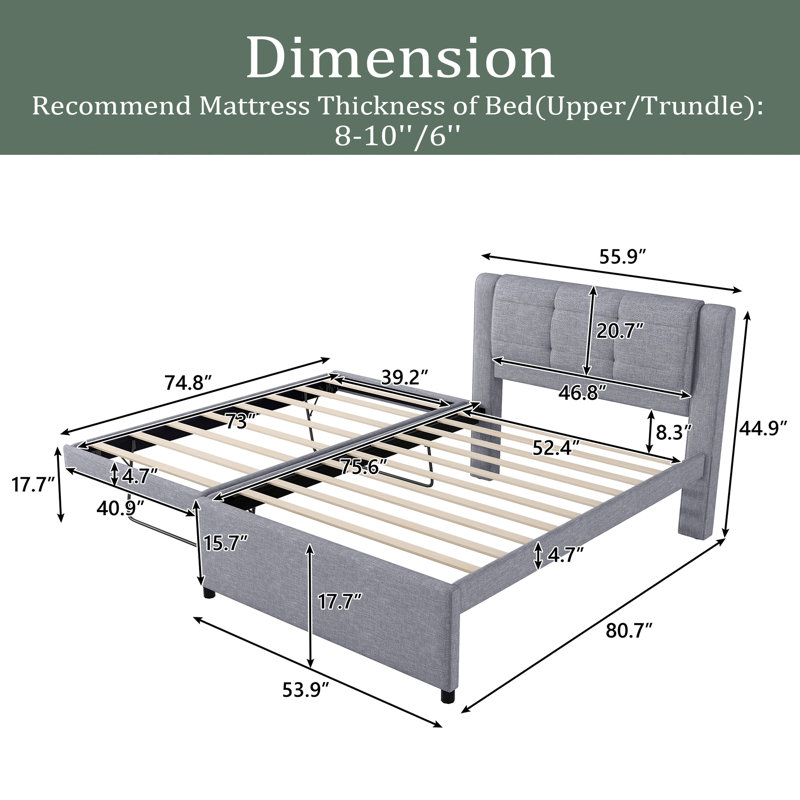 Bergwall Upholstered Platform Bed, Gray
