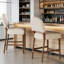 Tabouret de bar 26 po en bois d'hévéa gris clair et noyer, niveleur de sol réglable, siège spacieux pour îlot de cuisine (gris clair, ensemble de 2)-810233001