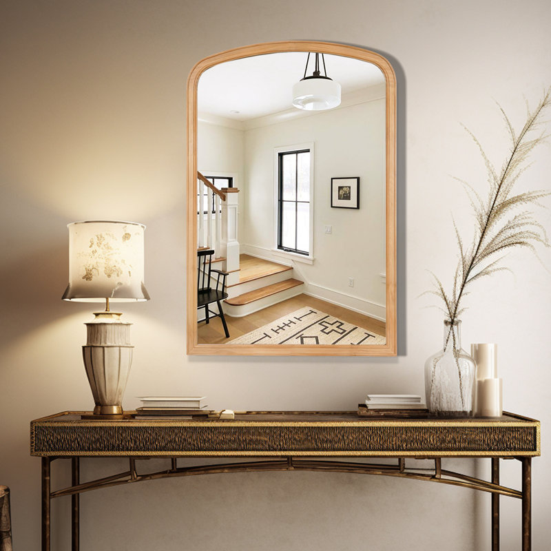 Chadwood Solid Wood Arch Mirror, 30'' x 20'', Natural Wood