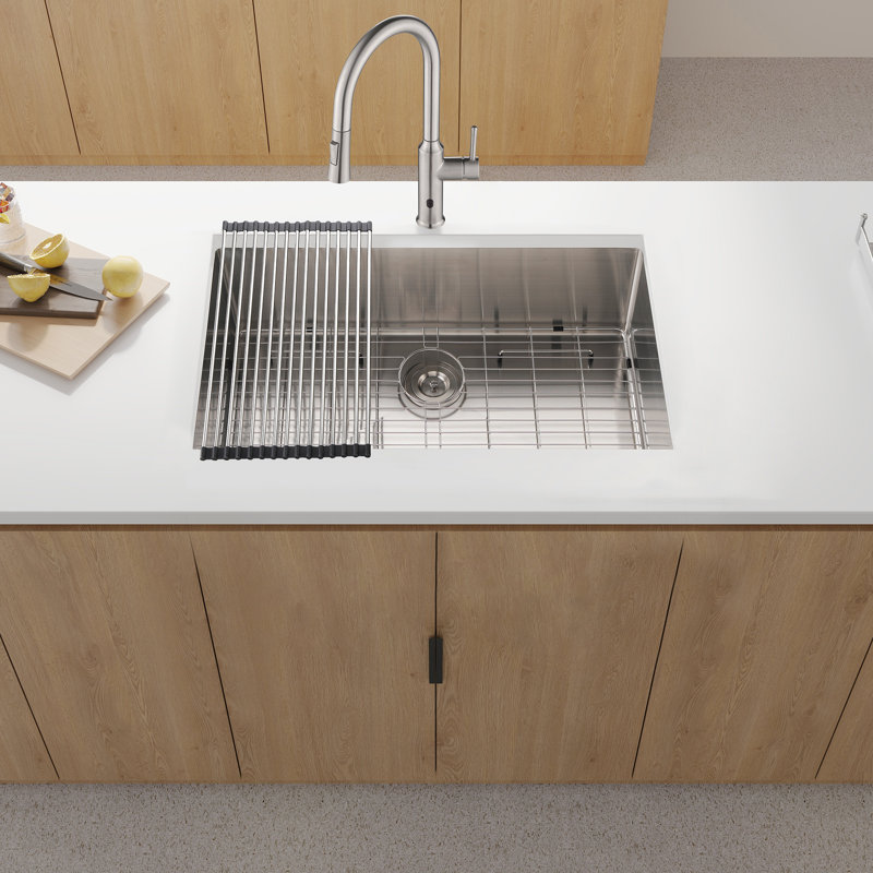 Évier de cuisine encastrable en acier inoxydable 33 x 19 x 10 po, cuve intérieure: 31 po x 17 po