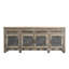 Buffet 102 po à quatre tiroirs en bois massif vieilli naturel et noir