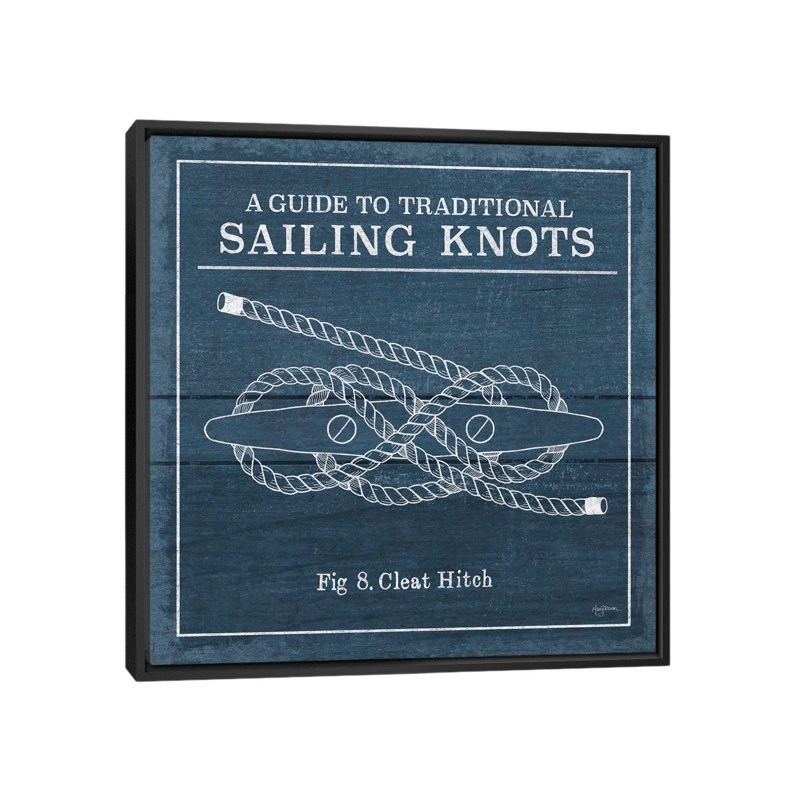 «Vintage Sailing Knots VII», art textuel sur toile, H 18 po x l 18 po x P 1,5 po, Toile encadrée noire, Pas de tapis