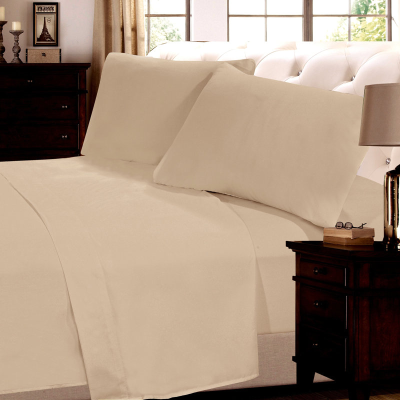 Microfiber Sheet Set, Sand, Full Sheet Set with Fitted Sheet and 4 Pillowcases