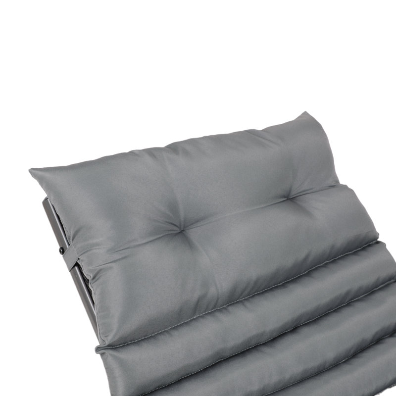 Gray Weather-Resistant Fabric Outdoor Chaise Lounge Cushion Set